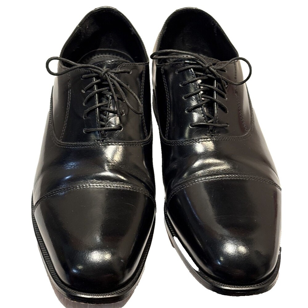 Florsheim Edgar Leather Mens Size 10.5M Black Classic Cap Toe Oxford Shoes EUC